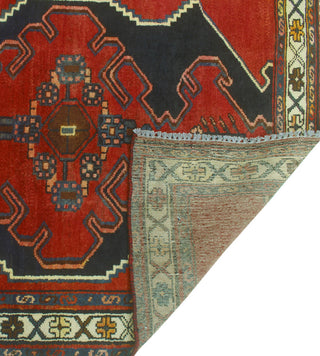 Fine Vintage Distressed Ruben Red/Navy Runner, 3'5 x 9'7