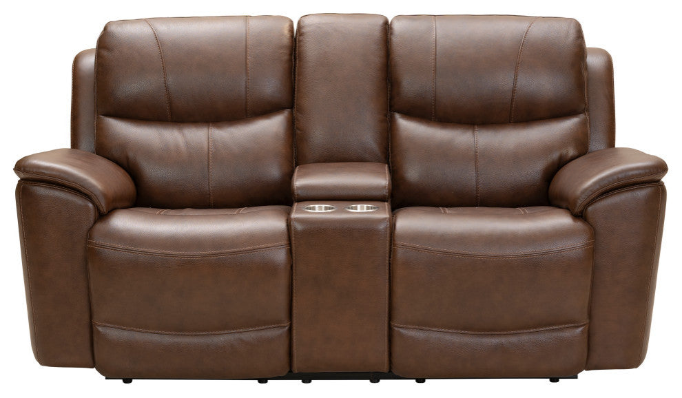 Kaden Power Reclining Console Loveseat w/Power Head Rests & Lumbar, Jarod Brown