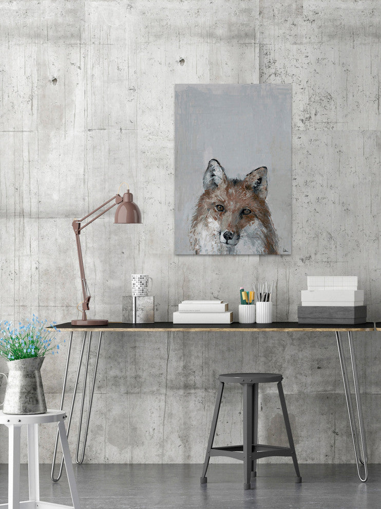 "Bonjour Fox" Painting Print on Wrapped Canvas, 40"x60"
