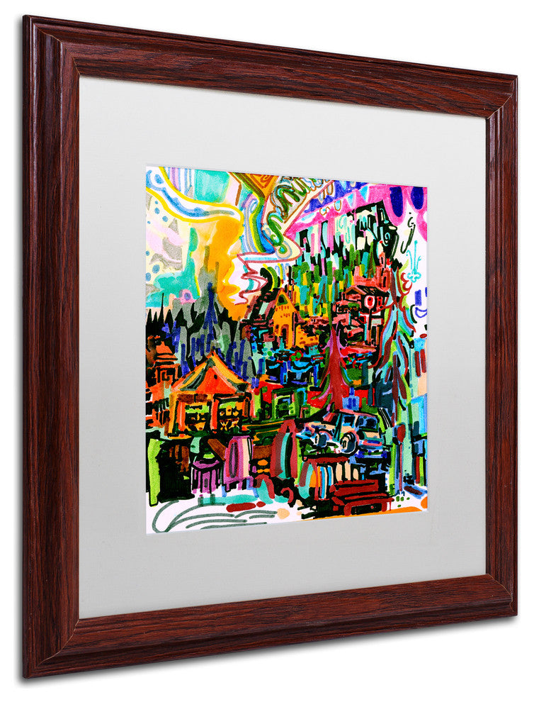 Josh Byer 'A Nice Place To Live' Art, Wood Frame, White Mat, 16x16