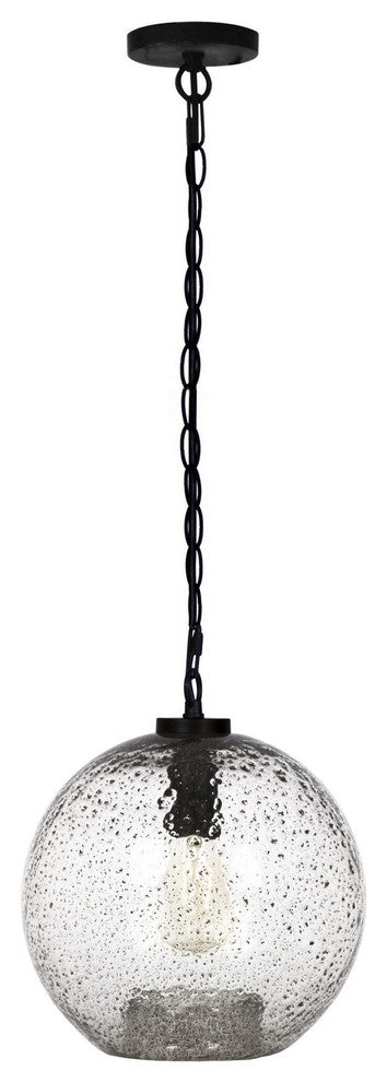 Mini Pendant Light Handblown, Clear, 11", Black