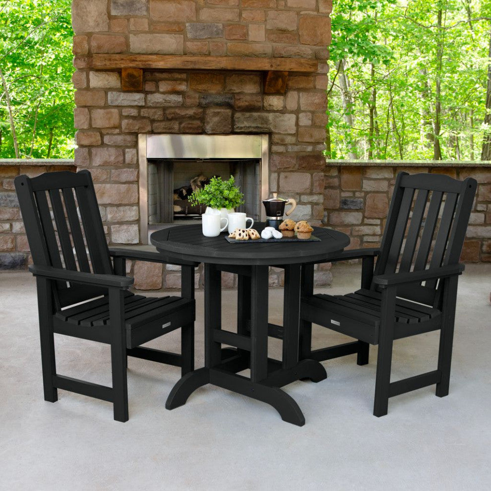 Lehigh 3-Piece Round Dining Set, Black