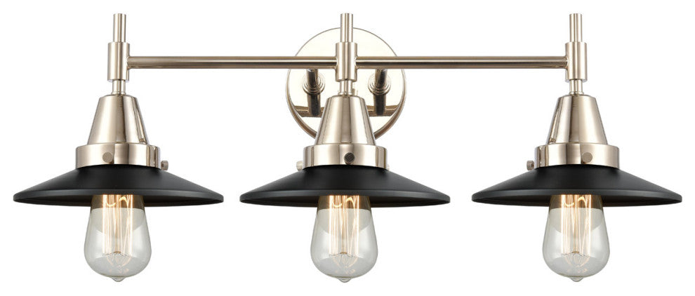 Innovations 447-3W-PN-M6-BK Caden 3 Light Bath Vanity Light, Polished Nickel