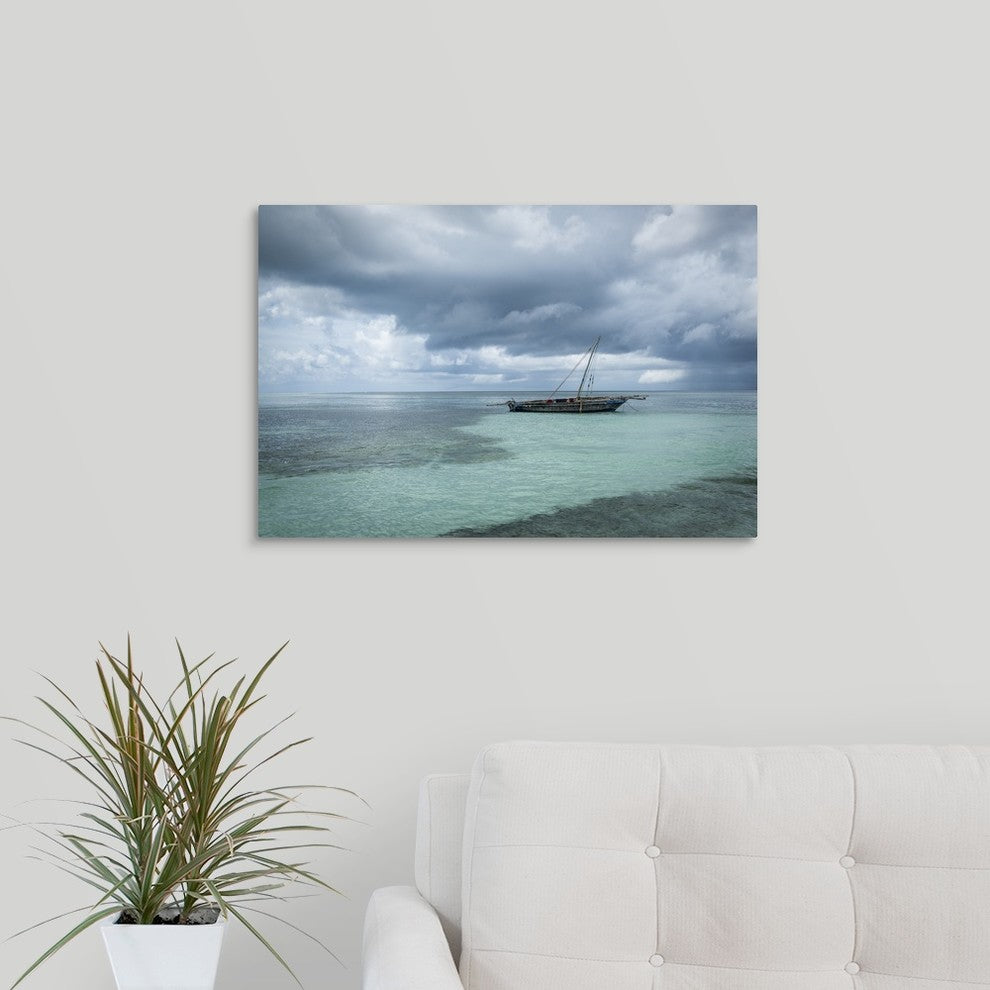 "Waiting to go fishing" Wrapped Canvas Art Print, 24"x16"x1.5"