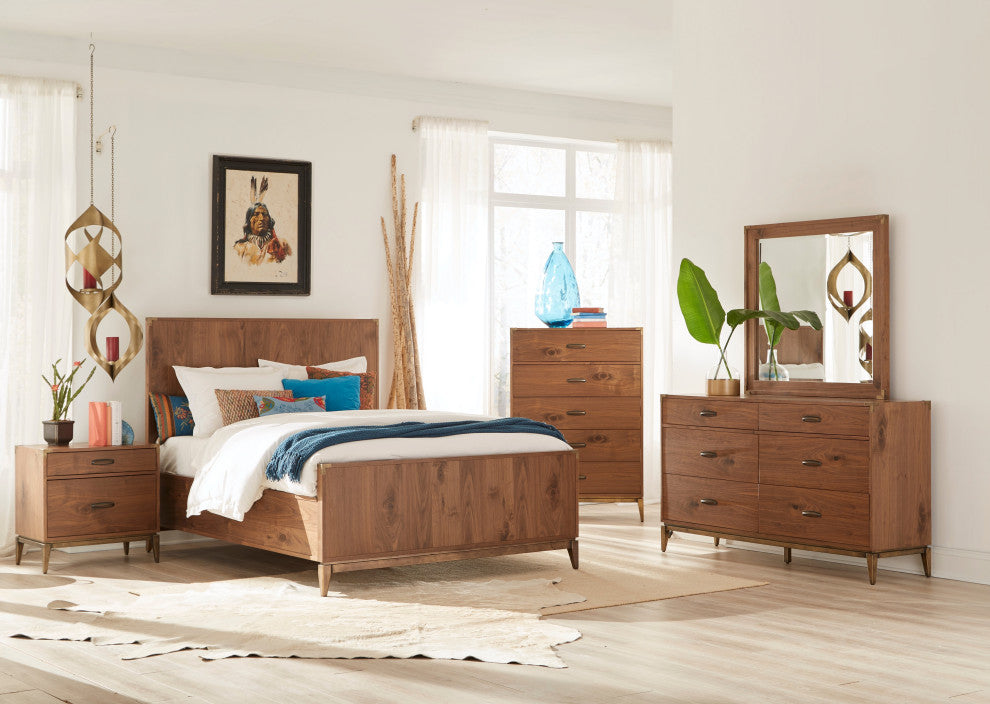Modus Adler 5 Piece E King Bedroom Set, Natural Walnut