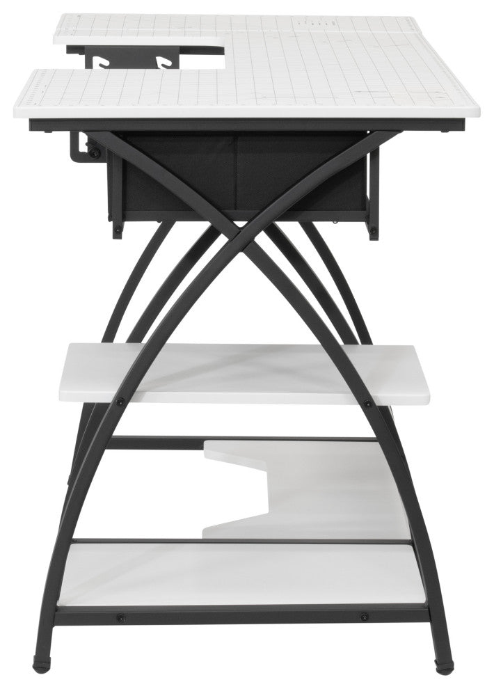 Comet Hobby Desk With Grids, Fold-Down Top, With Height Adjustable Platform