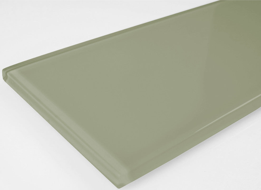 Metro 3"x 12" Glass Subway Tile,Glossy Jade Green, Set of 40