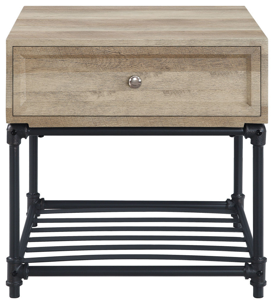 ACME Brantley End Table, Oak and Sandy Black Finish