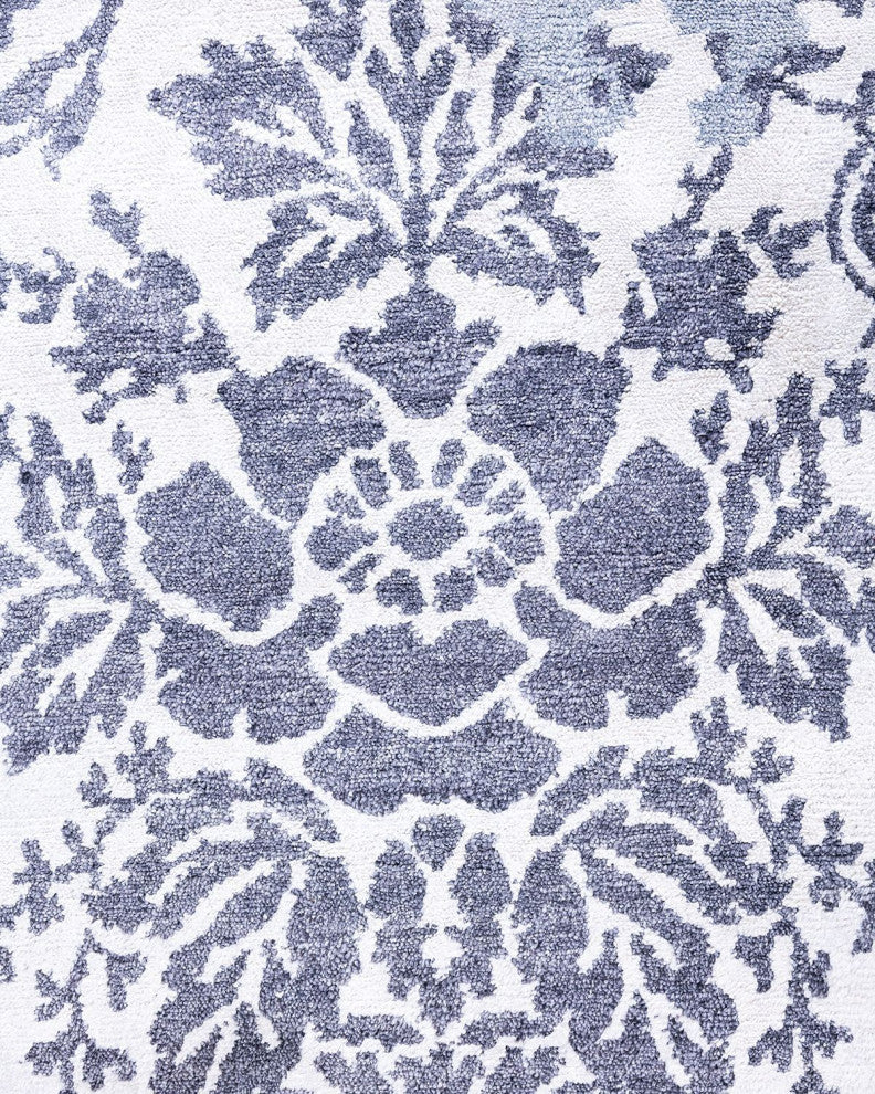 Modern, One-of-a-Kind Hand-Knotted Area Rug - Blue, 9' 3" x 12' 4"