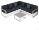 LeisureMod CSLW-80BL-BU Chelsea Sectional Headrest&Coffee Table Black Cushions