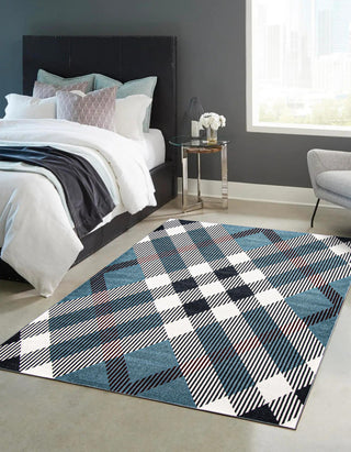 Aqua Kors Area Rug, Blue, 8'x10'