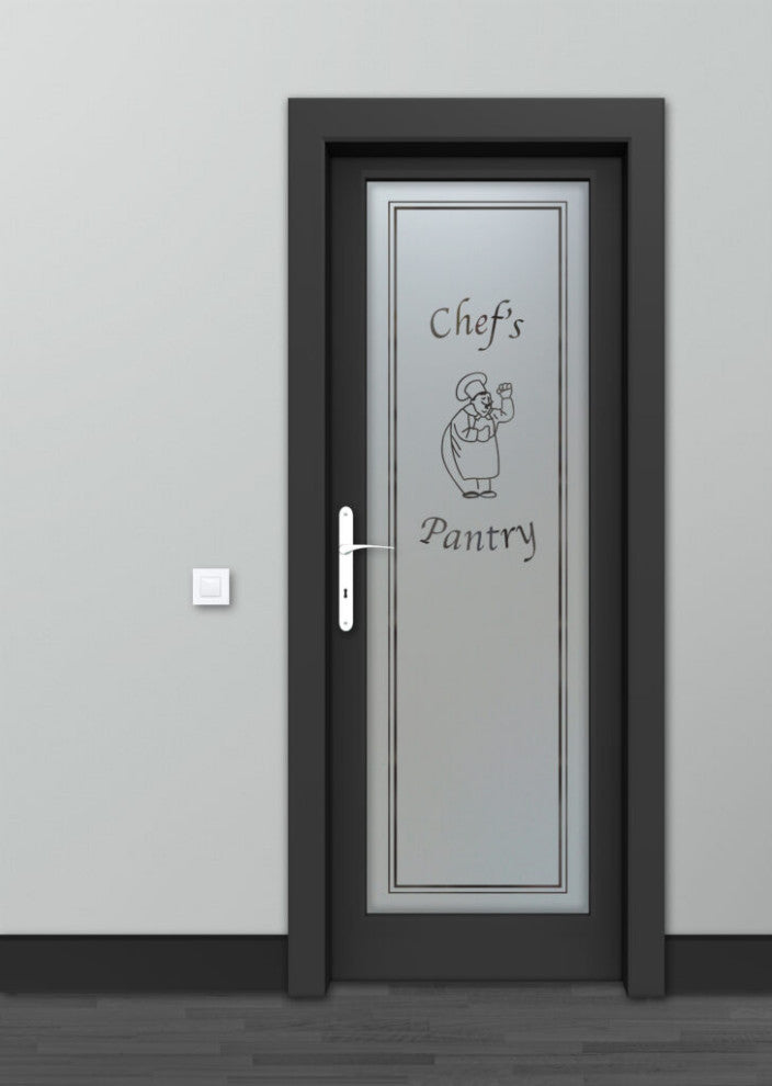 Pantry Door - Happy Chef - Primed - 28" x 84" - Knob on Left - Push Open