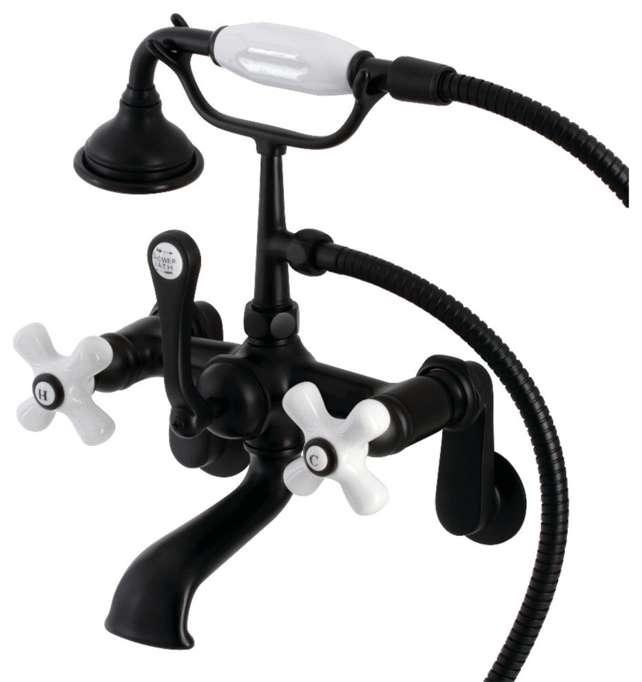 AE59T0 Wall Mount Tub Faucet With Hand Shower, Matte Black