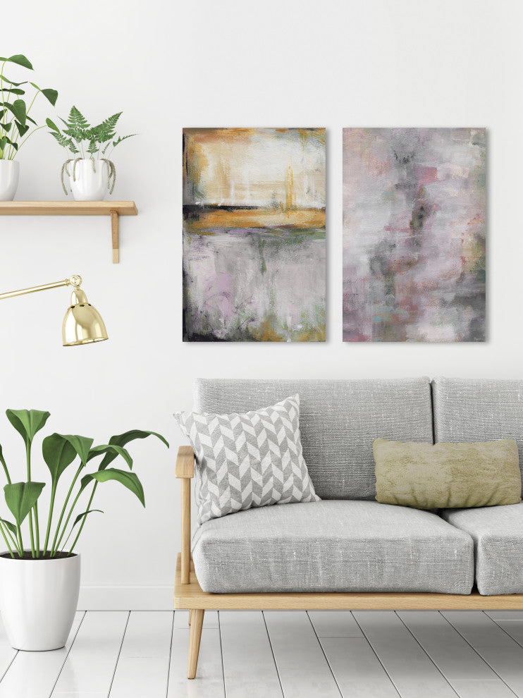 Pink and Yellow Smokes Diptych, 32"x24"