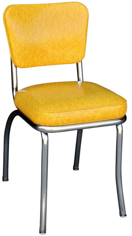 Retro Home Upholstered Dining Chair, Cracked Ice Yellow