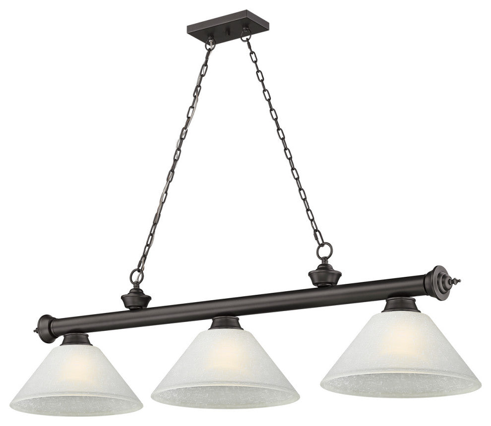 Zlite 2306-3BRZ-AWL14 3-Light Billiard, White Linen