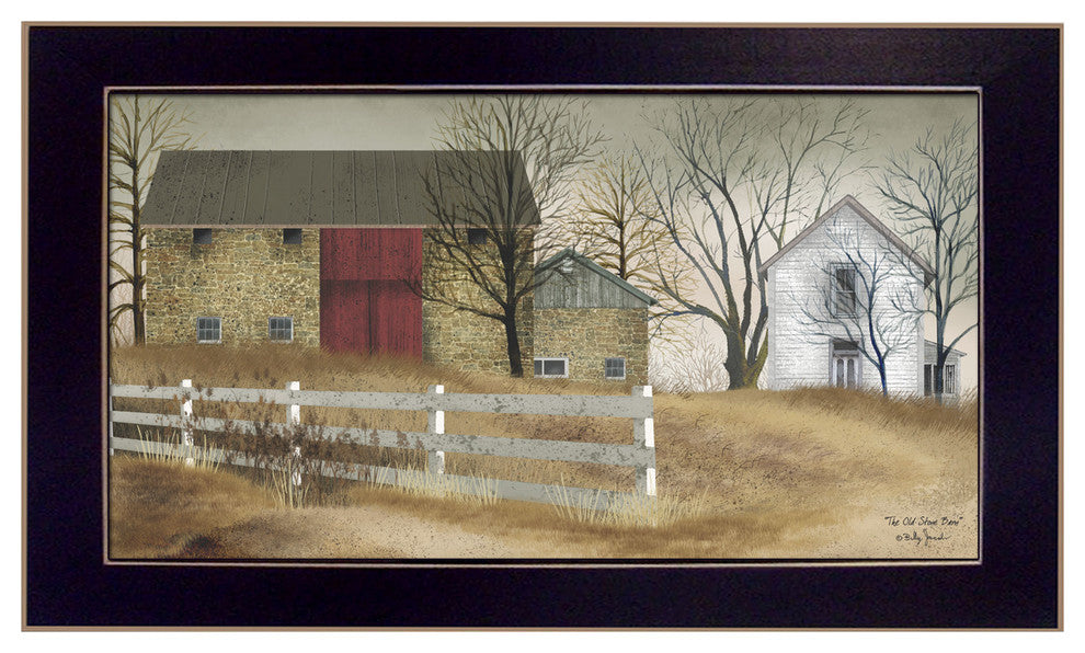 "The Old Stone Barn" By Billy Jacobs, Printed Wall Art, Black Frame