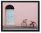 Bike Leaning Against Blush Wall 16x20 Black Framed Canvas