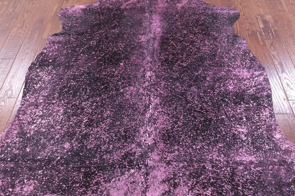 7' 0" X 6' 3" Pink Metallic Cowhide Rug C2077
