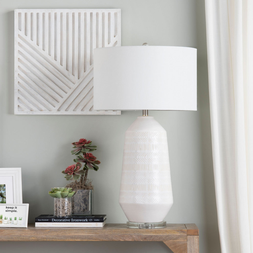 Sherie 3-Way Ceramic Table Lamp, White