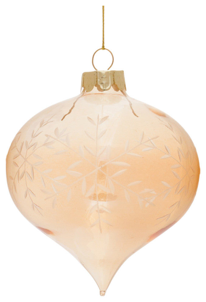 Snowflake Etched Glass Ornament, 12-Piece Set