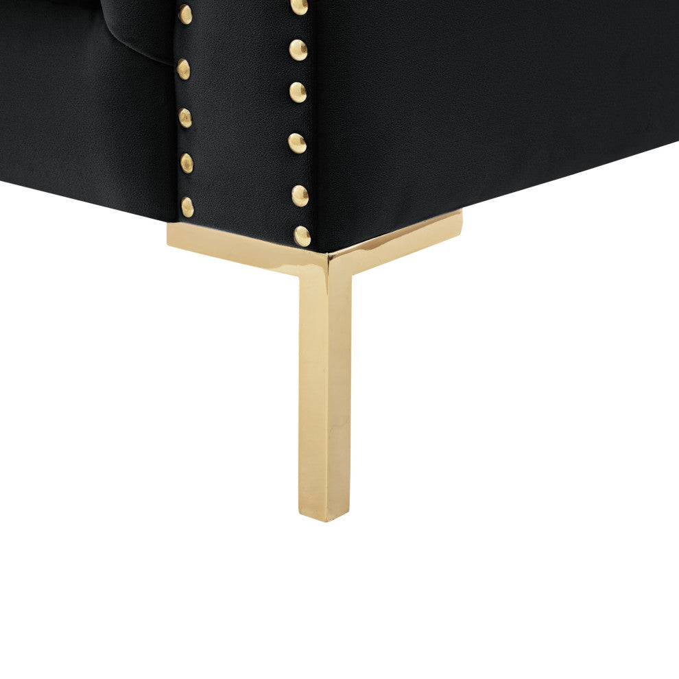 Inspired Home Ariadna Club Chair Button Tufted, Black Velvet