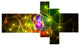 Glowing Fractal Underwater World, Abstract Wall Art Canvas, 60"x32", 5 panels