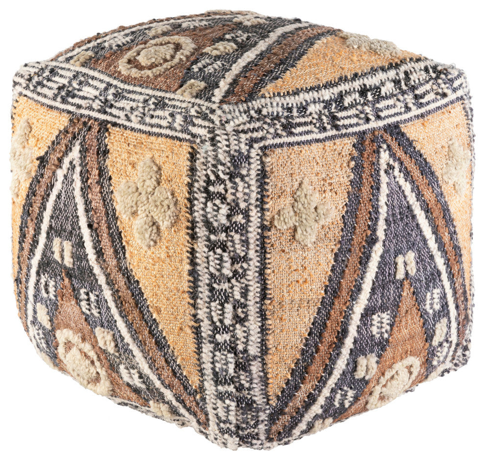 Surya Luanda Pouf 18"H X 18"W X 18"D Black