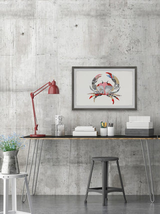 "Crab Mosaic" Framed Painting Print, 12"x8"
