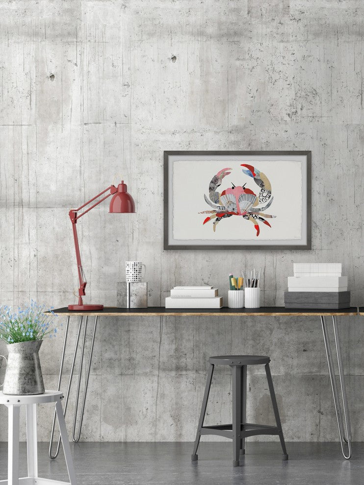 "Crab Mosaic" Framed Painting Print, 12"x8"