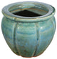 Speckled Green Ribbed Round Planter