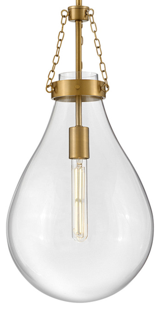 Hinkley Eloise 22.25" Small Pendant Light, Lacquered Brass + Clear Glass