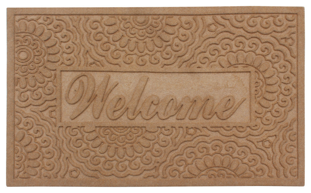 Welcome Eco Poly Beige Entrance Mats With Anti Slip Fabric Finish, 24"x36"