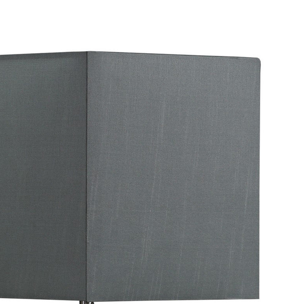 Benzara BM240340 Table Lamp With Wireless Charging and Square Shade, Silver