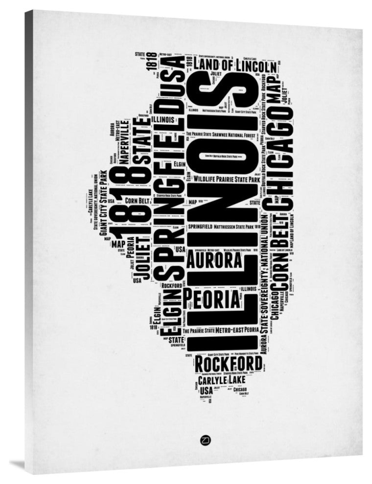 "Illinois Word Cloud 2" Fine Art Print