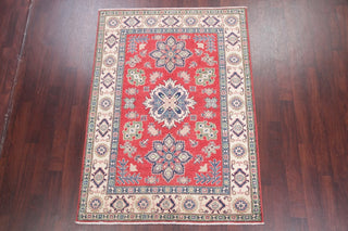 Pakistani Traditional Kazak Hand-Knotted Area Rug Oriental, Red, 6'9"X4'11"