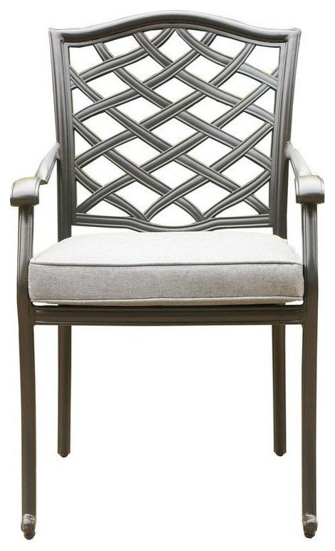 Fletcher Aluminum Dining Arm Chair With Cushion, Set of 2, Cast Slate Sunbrella