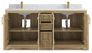 Alys Teak 72 Double Sink Bathroom Vanity Whitewashed 1.5" Empira Quartz