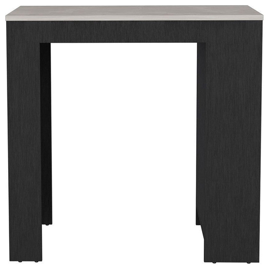 Harlan Kitchen Island With 3 Side Shelves, Black/Ibiza Marble