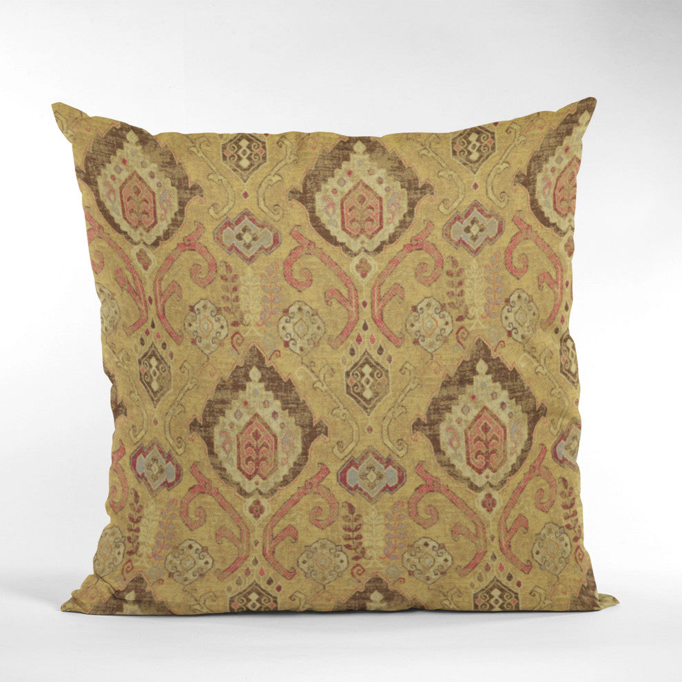 Vintage Gold Romero Woven Luxury Throw Pillow, Double sided 20"x20"