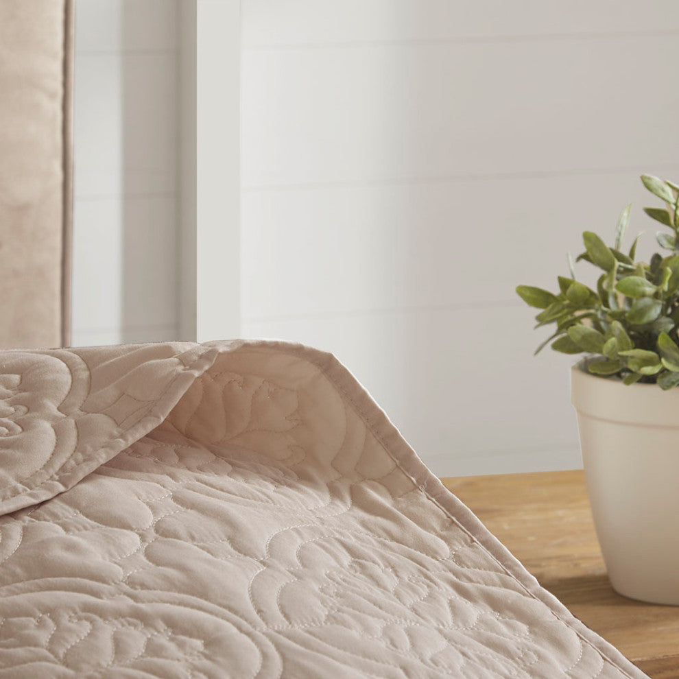 510 Design Oakley Quilted Oversized 3-Piece Bedspread Set, Khaki, Full/Queen