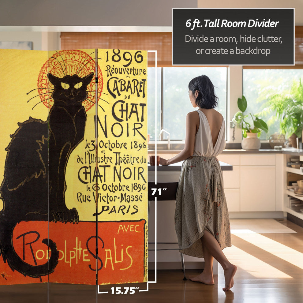 6'' Tall Double Sided Chat Noir Room Divider