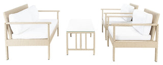 Safavieh Outdoor Garnen 4 Piece Living Set Beige/White Cushion