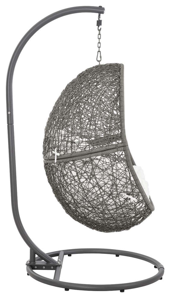 Encase Outdoor Patio Rattan Swing Chair - Gray White