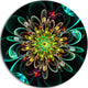 Perfect Shiny Fractal Flower In Green, Floral Round Wall Art, 11"