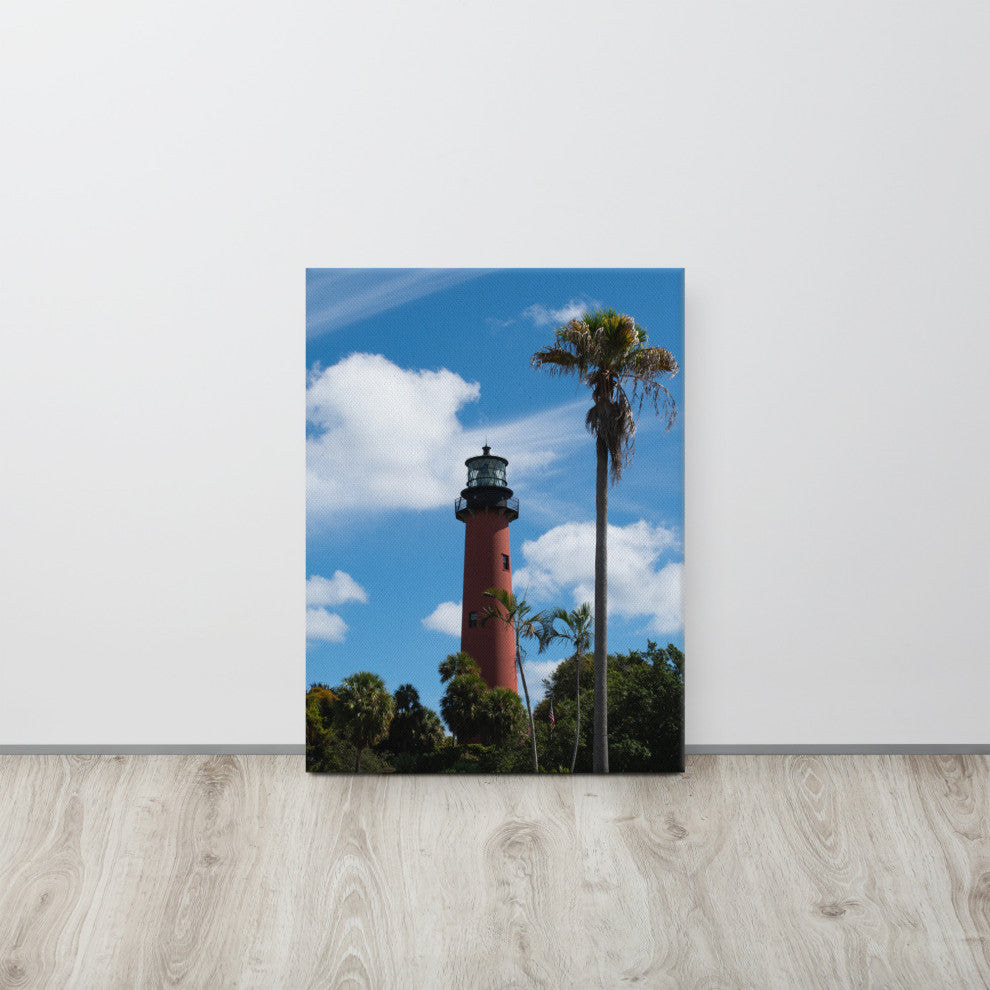 Jupiter Lighthouse Color Coastal Landscape Photo Canvas Wall Art Print, 18" X 24"