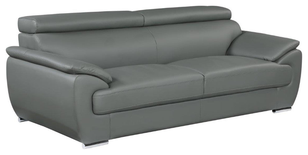 Nestore Premium Genuine Leather Match 2-Piece Sofa Set Gray