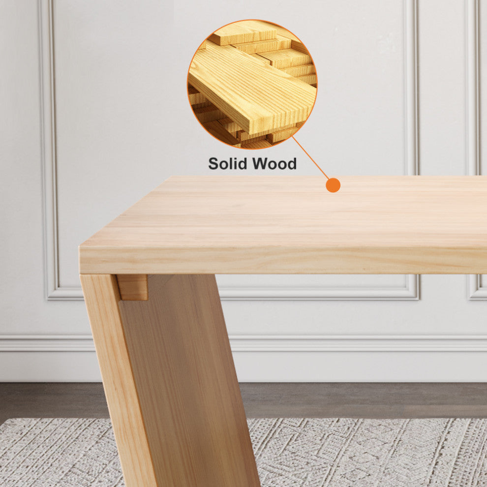 63" Rustic Industrial Natural Wooden Writing Desk for Office with Drawer