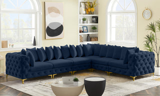 Tremblay Modular Sectional, Navy, L-Shaped, 6-Piece: Armless (3), Corner (3)