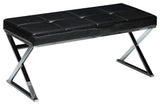 ZioMetal Entryway X- Bench, Leather Like Vinyl, Black